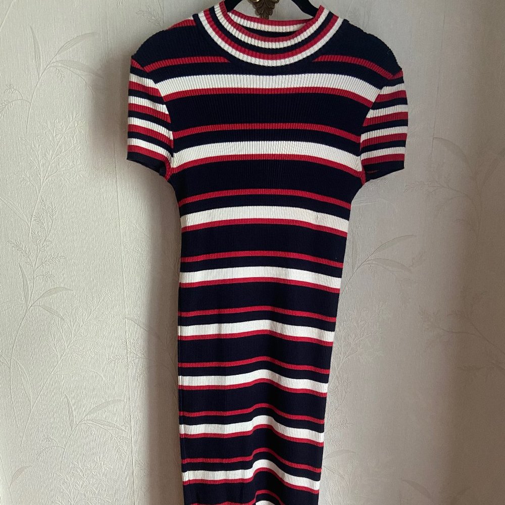Superdry 3/4 Length Short-Sleeve Red/White/Navy Bodycon Dress